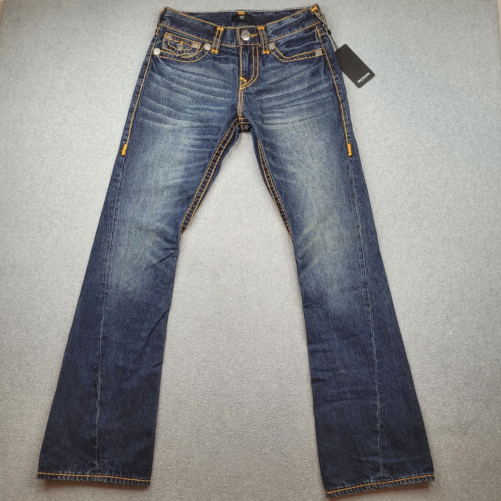 True Religion Joey Flare Womens 28x34 Travis Dark Wash Pikstitch Jeans